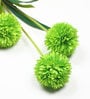 Green Fabric Decorative Artificial BallMum Flowers Set of 3