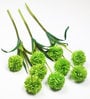 Green Fabric Decorative Artificial BallMum Flowers Set of 3