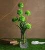 Green Fabric Decorative Artificial BallMum Flowers Set of 2