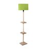 Kepler Green Fabric Shade Shelf Floor Lamp With Wood Base