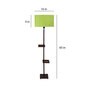 Short Green Fabric Shade Shelf Floor Lamp With Wood Base
