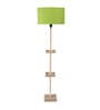Kepler Green Fabric Shade Shelf Floor Lamp With Wood Base