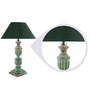 Green Fabric Shade Table Lamp with Blue Base