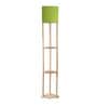 Castle Green Fabric Shade Shelf Floor Lamp With Wood Base
