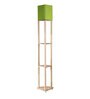 Castle Green Fabric Shade Shelf Floor Lamp With Wood Base