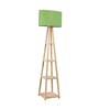 Amalia Green Fabric Shade Shelf Floor Lamp With Wood Base