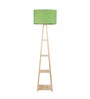 Amalia Green Fabric Shade Shelf Floor Lamp With Wood Base
