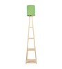 Amalia Green Fabric Shade Shelf Floor Lamp With Wood Base