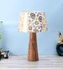 Green Fabric Shade Table Lamp With Brown Base