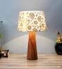 Green Fabric Shade Table Lamp With Brown Base
