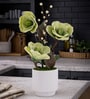Green Faux Leather Rustic Blossom Harmony Pot With Flower