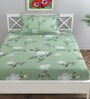 Green Floral 120 TC Poly Cotton Single Besheet With 1 Pillow Cover