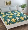 Green Floral 130 TC Poly Cotton Queen Sized Bedsheet with 2 Pillow Covers