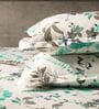 Green Floral 144 TC 100% Cotton Double Bedsheet with 2 Pillow Covers