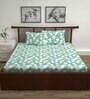 Green Floral 144 TC Cotton Double Bedsheet with 2 Pillow Covers