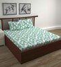 Green Floral 144 TC Cotton Double Bedsheet with 2 Pillow Covers