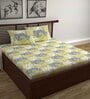Green Floral 144 TC Cotton Double Bedsheet with 2 Pillow Covers