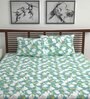 Green Floral 144 TC Cotton Double Bedsheet with 2 Pillow Covers