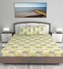 Yellow Floral 144 Tc Cotton King Size Bedsheet With 2 Pillow Covers