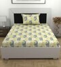 Green Floral 144 TC Cotton Single Bedsheet with Pillow Cover