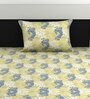 Green Floral 144 TC Cotton Single Bedsheet with Pillow Cover