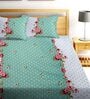 Green Floral 144 TC Cotton Blend Double Bedsheet With 2 Pillow Covers