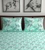 Green Floral 144 TC Cotton Double Bedsheet with 2 Pillow Covers