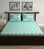 Green Floral 144 TC Cotton Double Bedsheet with 2 Pillow Covers