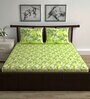 Green Floral 144 TC Cotton Double Bedsheet with 2 Pillow Covers