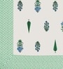 Green Floral 144 TC Cotton King Bedsheet and 2 Pillow Cover