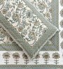 Green Floral 144 TC Cotton King Bedsheet and 2 Pillow Cover