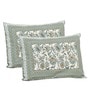 Green Floral 144 TC Cotton King Bedsheet and 2 Pillow Cover