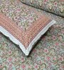 Green Floral 144 TC Cotton King Bedsheet and 2 Pillow Cover