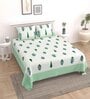 Green Floral 144 TC Cotton King Bedsheet and 2 Pillow Cover