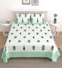 Green Floral 144 TC Cotton King Bedsheet and 2 Pillow Cover