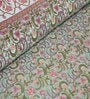 Green Floral 144 TC Cotton King Bedsheet and 2 Pillow Cover