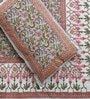 Green Floral 144 TC Cotton King Bedsheet and 2 Pillow Cover