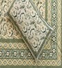 Green Floral 144 TC Cotton King Bedsheet and 2 Pillow Cover