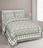 Green Floral 144 TC Cotton King Bedsheet and 2 Pillow Cover