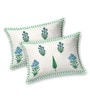 Green Floral 144 TC Cotton King Bedsheet and 2 Pillow Cover