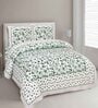 Green Cotton Floral 144 TC  King Bedsheet with 2 Pillow Covers