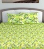 Green Floral 144 TC Cotton King Bedsheet with 2 Pillow Covers