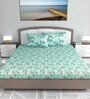 Green Floral 144 TC Cotton King Bedsheet with 2 Pillow Covers