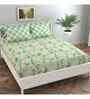 Green Floral 144 TC Cotton King Fitted Bedsheet Bedsheet 2 Pillow Prime Collection