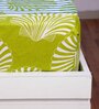 Green Floral 144 TC Cotton King Fitted Bedsheet with 2 Pillow Covers