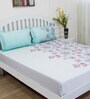 Green Floral 144 TC Cotton Queen Sized Bed Sheets with 2 Pillow Covers