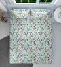 Green Floral 144 TC Cotton Queen Sized Double Bedsheet with 2 Pillow Covers Blossom Breeze Collection