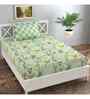 Green Floral 144 TC Cotton Single Bed Sheet Bedsheet 1 Pillow Prime Collection