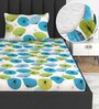 Green Floral 144 TC Cotton Single Fitted Bedsheet With 1 Pillow Cover