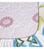 White Floral 144 TC Cotton Single Fitted Bedsheet With 1 Pillow Cover